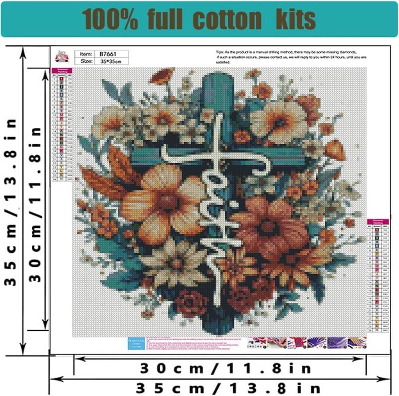 Tiwabb Stamped Cross Stitch Kits for Adults - Cross Flower Embroidery Kits for Beginners Adults,11 CT Patterns Dimensions Counted Cross Stitch Kits for Adults Arts Craft 13.8x13.8 inch ﻿ - Image 4